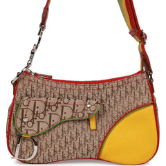 Pre-owned Christian Dior Saddle Bag Rasta Trotter Canvas Silver Hardware