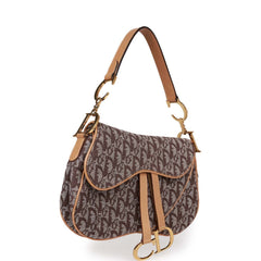Pre-owned Christian Dior Double Saddle Bag Brown Diorissimo Canvas Gold Hardware