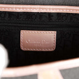 Vintage Christian Dior Saddle Bag Grey Denim and Pink Metallic Leather Silver Hardware