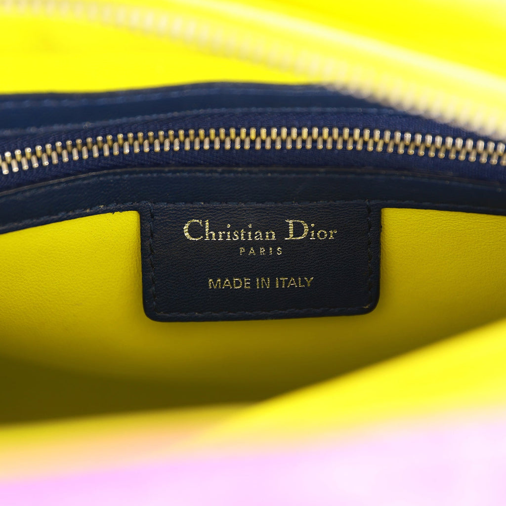 Christian Dior Lambskin Cannage Medium Tri-Color Lady Dior Fuchsia Anemone Black