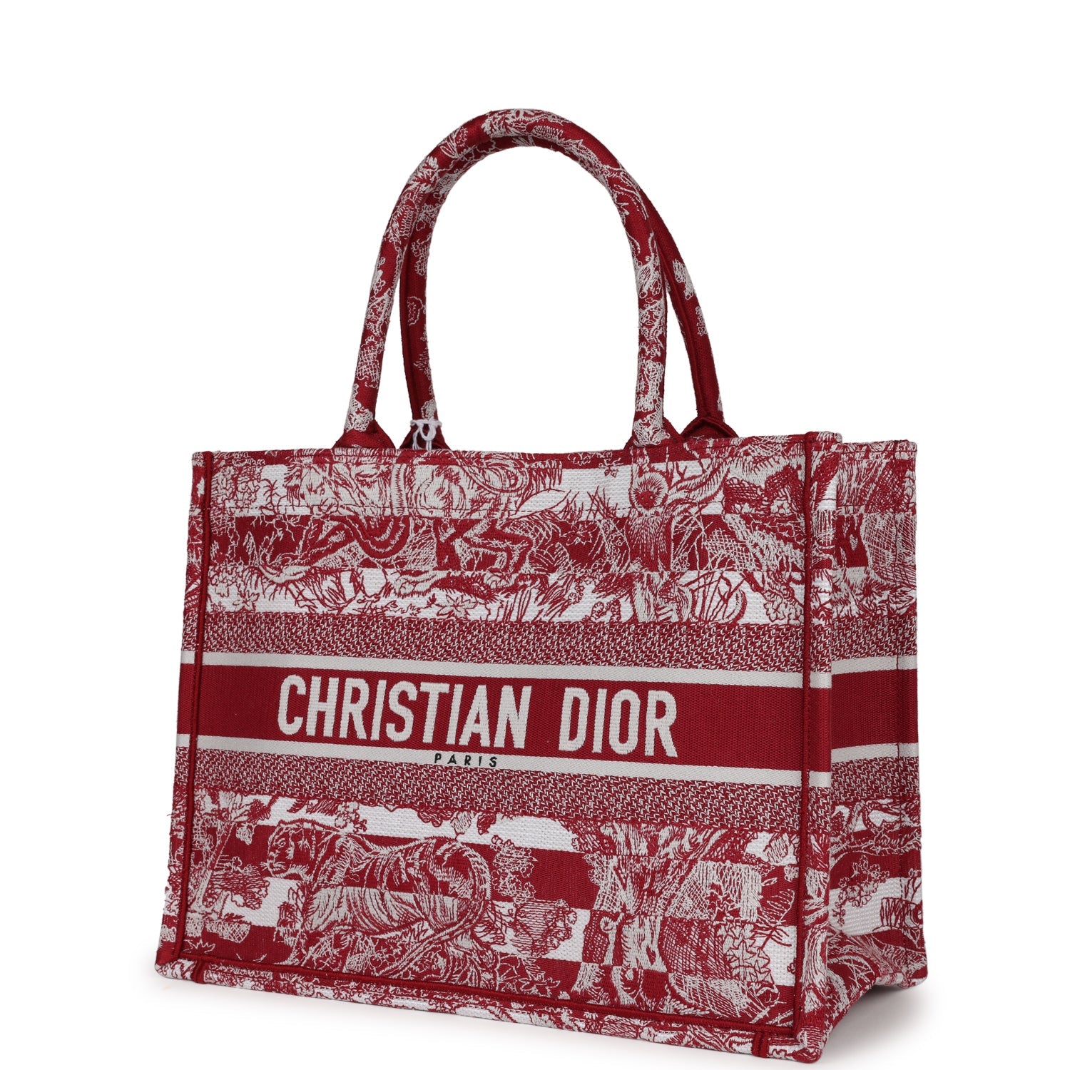 Christian Dior Burgundy Toile De Jouy Stripes Medium Book Tote ...