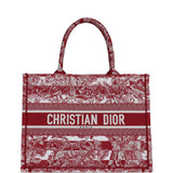 Christian Dior Burgundy Toile De Jouy Stripes Medium Book Tote