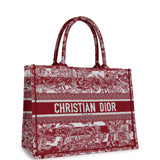 Christian Dior Burgundy Toile De Jouy Stripes Medium Book Tote