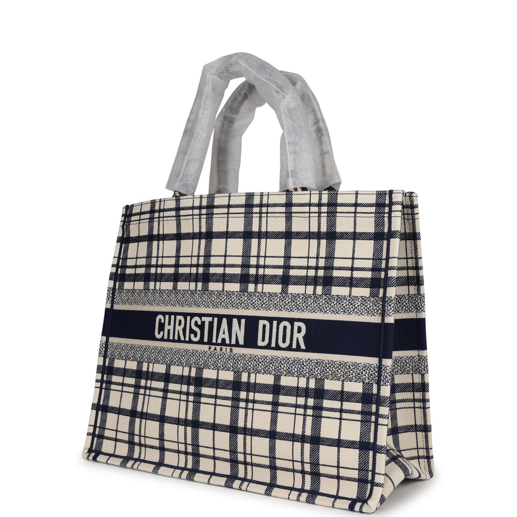 Christian Dior Houndstooth Lady Dior Bag Black White