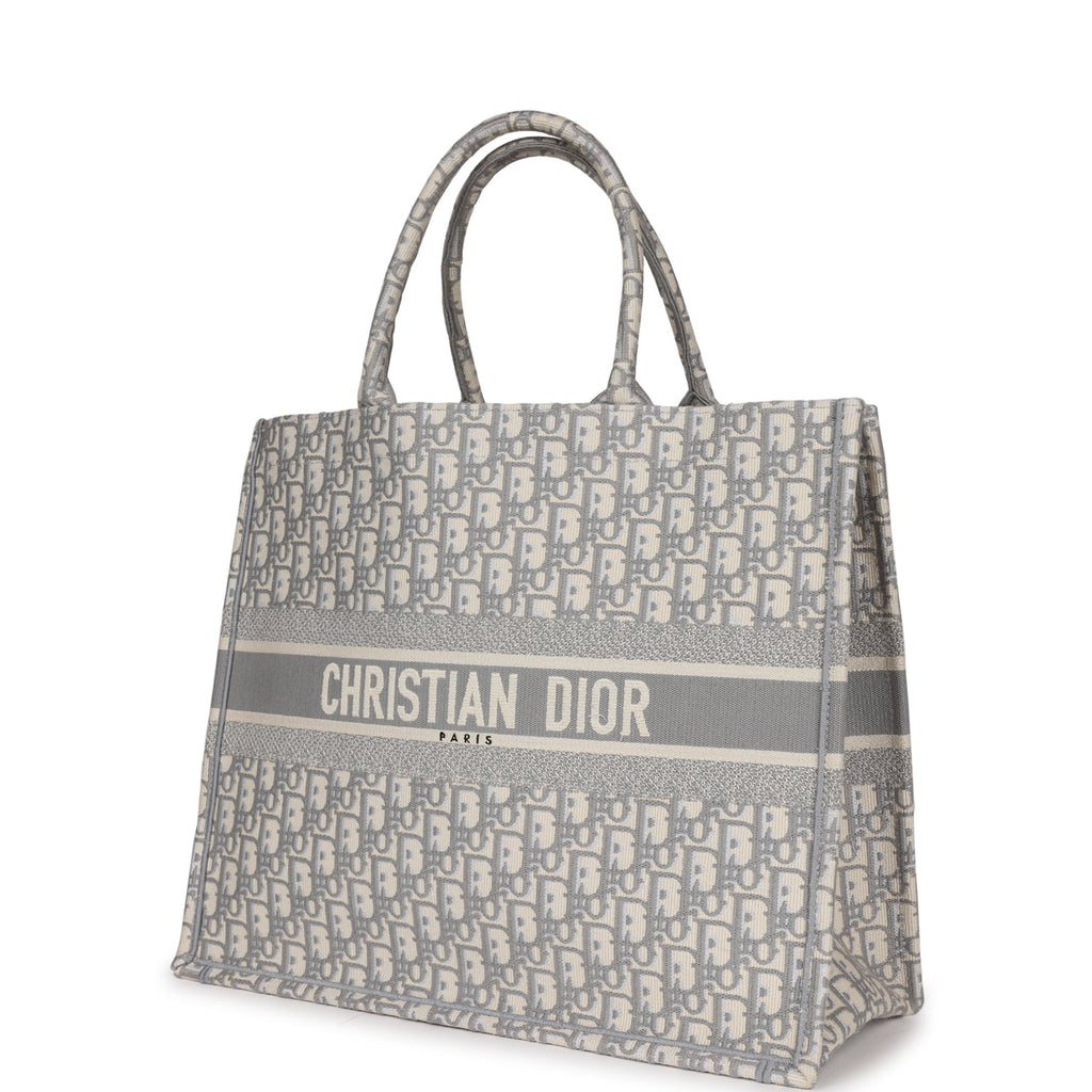 Christian Dior Large Dior Oblique Embroidery Canvas Book Tote