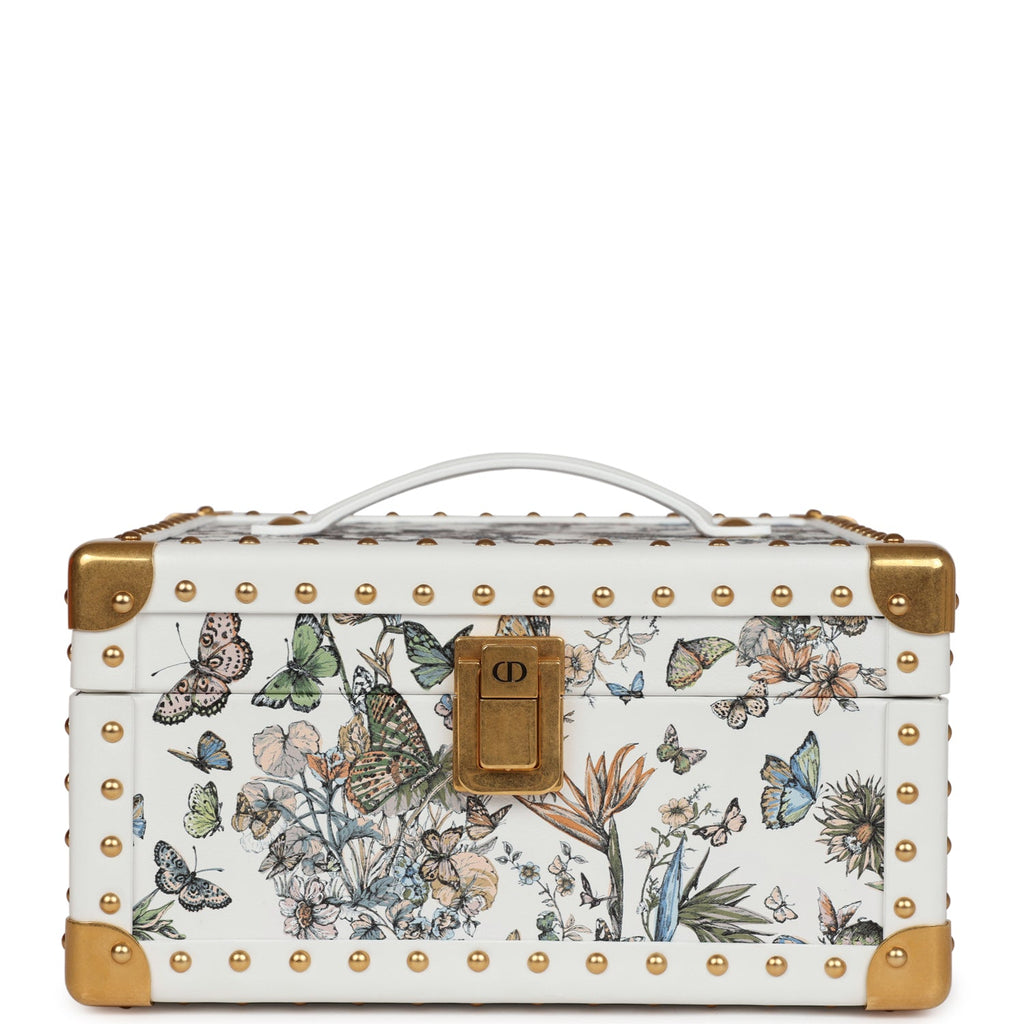 Christian Dior Micro Lady Dior with Small Trunk Multicolor Embroidered Calfskin Light Gold Hardware
