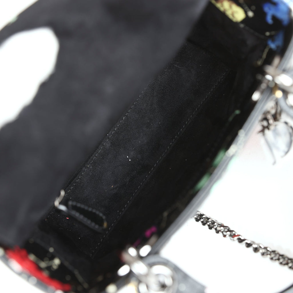 Christian Dior Mini Lady Dior Zodiac Pixel Black Calfskin Ruthenium Hardware
