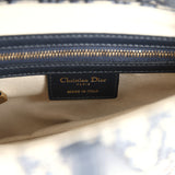 Pre-owned Christian Dior Saddle Bag Navy Blue Oblique Jacquard Antique Gold Hardware