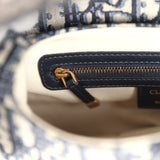 Pre-owned Christian Dior Saddle Bag Navy Blue Oblique Jacquard Antique Gold Hardware