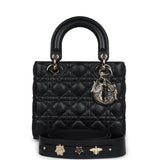 Christian Dior Small Lady Dior "My ABCDior" Bag Black Cannage Lambskin Light Gold Hardware