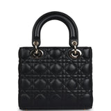 Christian Dior Small Lady Dior "My ABCDior" Bag Black Cannage Lambskin Light Gold Hardware