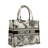 Christian Dior "Zodiac" Medium Book Tote White and Black Embroidered Canvas