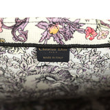 Christian Dior "Fleurs" Medium Book Tote White and Purple Multicolor Embroidered Canvas