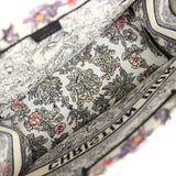 Christian Dior "Fleurs" Medium Book Tote White and Purple Multicolor Embroidered Canvas