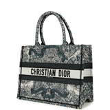 Christian Dior "All Around The World" Medium Book Tote Grey and Teal Multicolor Embroidered Canvas
