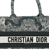Christian Dior "All Around The World" Medium Book Tote Grey and Teal Multicolor Embroidered Canvas
