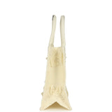 Pre-owned Christian Dior "3D Macrame D-Lace Butterfly" Medium Book Tote Ivory and Black Embroidered Canvas