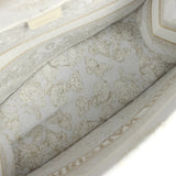 Christian Dior "All Around The World" Medium Book Tote White and Metallic Gold Embroidered Canvas