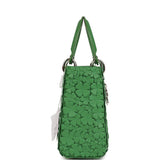 Christian Dior Small Lady Dior Bag "Clover" Lucky Green Lambskin Silver Hardware