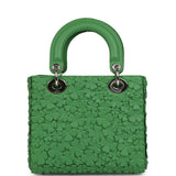 Christian Dior Small Lady Dior Bag "Clover" Lucky Green Lambskin Silver Hardware