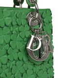 Christian Dior Small Lady Dior Bag "Clover" Lucky Green Lambskin Silver Hardware