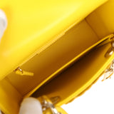 Christian Dior Mini Lady Dior Bag "Buttercup" Buttercup Yellow Lambskin Light Gold Hardware - Thumbnail View 9