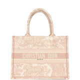 Christian Dior Medium "Jungle" Book Tote Pink and White Embroidered Canvas - Thumbnail View 1