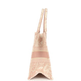 Christian Dior Medium "Jungle" Book Tote Pink and White Embroidered Canvas - Thumbnail View 3