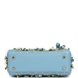 Christian Dior Mini Lady Dior Bag "3D Garden" Blue Multi Embellished Lambskin Light Gold Hardware - Thumbnail View 6