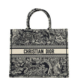 Christian Dior Large "Toile de Jouy" Book Tote Blue and Ecru Embroidered Canvas - Thumbnail View 1