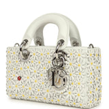 Christian Dior Mini Lady D-Joy Bag "Daisy" White Embroidered Lambskin Silver Hardware - Thumbnail View 6