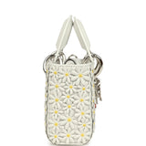 Christian Dior Mini Lady D-Joy Bag "Daisy" White Embroidered Lambskin Silver Hardware - Thumbnail View 4