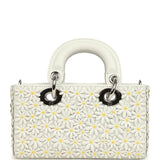Christian Dior Mini Lady D-Joy Bag "Daisy" White Embroidered Lambskin Silver Hardware - Thumbnail View 5