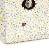 Christian Dior Mini Lady D-Joy Bag "Daisy" White Embroidered Lambskin Silver Hardware - Thumbnail View 8