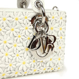 Christian Dior Mini Lady D-Joy Bag "Daisy" White Embroidered Lambskin Silver Hardware - Thumbnail View 9