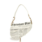 Vintage Christian Dior Mini "Newspaper" Saddle Bag White, Black Leather Gold Hardware - Thumbnail View 1