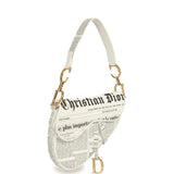 Vintage Christian Dior Mini "Newspaper" Saddle Bag White, Black Leather Gold Hardware - Thumbnail View 2