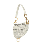 Vintage Christian Dior Mini "Newspaper" Saddle Bag White, Black Leather Gold Hardware - Thumbnail View 6