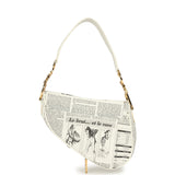 Vintage Christian Dior Mini "Newspaper" Saddle Bag White, Black Leather Gold Hardware - Thumbnail View 4