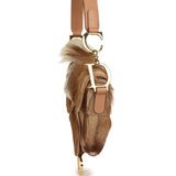 Vintage Christian Dior Mini "Mohawk" Saddle Bag Light Brown, White Pony Hair Gold Hardware - Thumbnail View 4