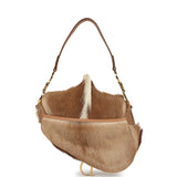 Vintage Christian Dior Mini "Mohawk" Saddle Bag Light Brown, White Pony Hair Gold Hardware - Thumbnail View 5