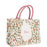 Christian Dior Medium "Daisy Garden" Book Tote with Strap Pink, White, Multi Embroidered Canvas Silver Hardware - Thumbnail View 2