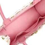 Christian Dior Medium "Daisy Garden" Book Tote with Strap Pink, White, Multi Embroidered Canvas Silver Hardware - Thumbnail View 7