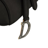 Pre-owned Christian Dior Mini Saddle Bag Black Satin, Crystals Gold Hardware - Thumbnail View 9