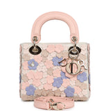 Christian Dior Mini Lady Dior Bag "Buttercup" Rose Soupir, Off-White, Light Purple, Light Brown Lambskin Light Gold Hardware - Thumbnail View 1
