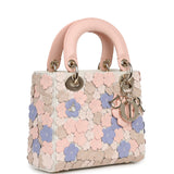 Christian Dior Mini Lady Dior Bag "Buttercup" Rose Soupir, Off-White, Light Purple, Light Brown Lambskin Light Gold Hardware - Thumbnail View 2
