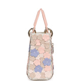Christian Dior Mini Lady Dior Bag "Buttercup" Rose Soupir, Off-White, Light Purple, Light Brown Lambskin Light Gold Hardware - Thumbnail View 3