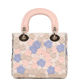 Christian Dior Mini Lady Dior Bag "Buttercup" Rose Soupir, Off-White, Light Purple, Light Brown Lambskin Light Gold Hardware - Thumbnail View 4