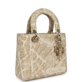 Christian Dior Small "Plan de Paris" Lady Dior Bag Naturel, White Grained Calfskin Light Gold Hardware - Thumbnail View 2