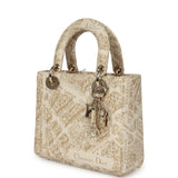 Christian Dior Small "Plan de Paris" Lady Dior Bag Naturel, White Grained Calfskin Light Gold Hardware - Thumbnail View 5